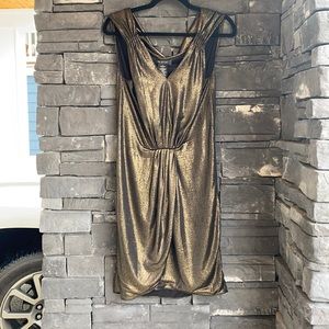 WOMENS MM COUTURE FORMAL GOLD METALLIC DRESS NWT SIZE:L